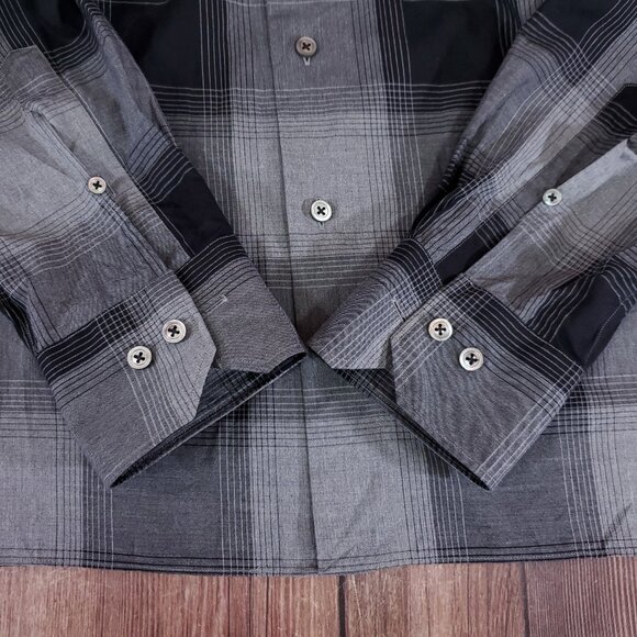 Calder Carmel Limited Edition 1/70 Mens Large Gray Black Windowpane Plaid Shirt - Picture 6 of 13